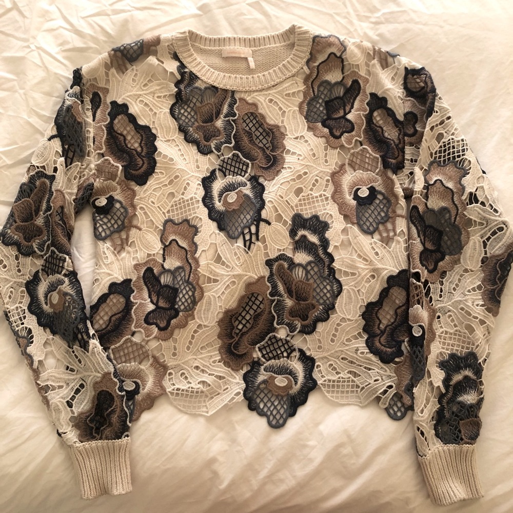 See by Chloe lace appliqué knit pullover